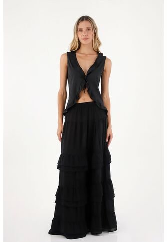 Falda Larga Julie Negro Mercedes Campuzano Mercedes Campuzano