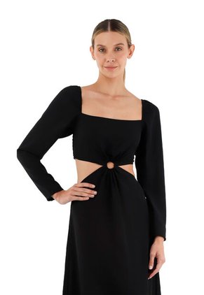 Vestido Largo Aura Negro Mercedes Campuzano