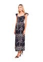 Vestido Largo Flora Palmeras Negro Mercedes Campuzano de Mercedes Campuzano