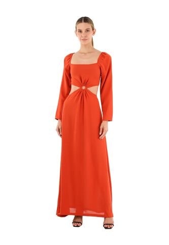 Vestido Largo  Aura Terrracota Mercedes Campuzano Mercedes Campuzano