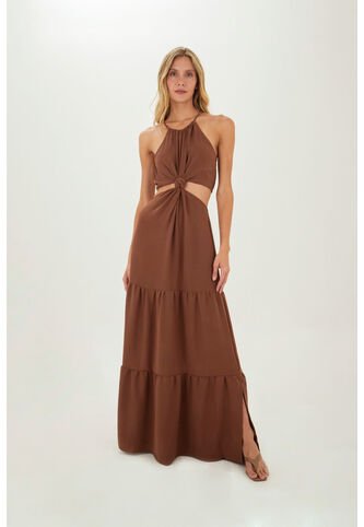 Vestido Largo Sophie Cafe Mercedes Campuzano Mercedes Campuzano