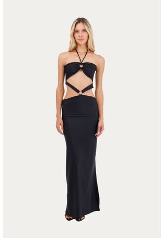 Vestido Largo Celestia Negro Mercedes Campuzano Mercedes Campuzano