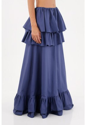Falda Larga Brumelia Azul Oscuro Mercedes Campuzano