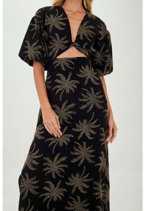 Vestido Largo Celeste Negro Mercedes Campuzano