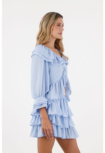 Camisa Libertad  Azul Claro Mercedes Campuzano