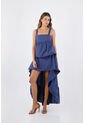 Vestido Largo Luvana Azul Oscuro Mercedes Campuzano de Mercedes Campuzano