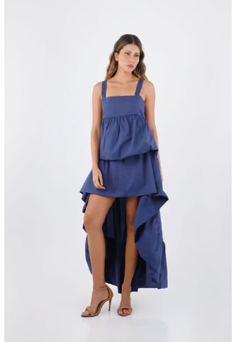 Vestido Largo Luvana Azul Oscuro Mercedes Campuzano Mercedes Campuzano