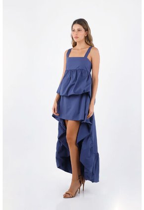 Vestido Largo Luvana Azul Oscuro Mercedes Campuzano