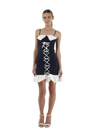 Vestido Corto Angelie Azul Oscuro Mercedes Campuzano Mercedes Campuzano