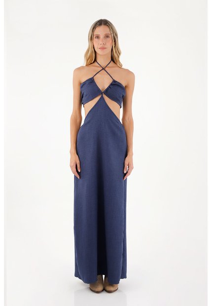 Vestido Largo Joan Azul Oscuro Mercedes Campuzano