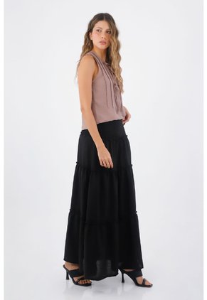 Falda Larga Flora Negro Mercedes Campuzano