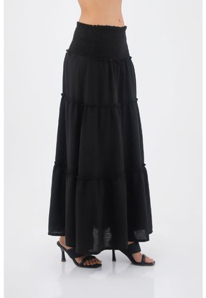 Falda Larga Flora Negro Mercedes Campuzano