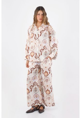 Pantalon Alice Estampado Marfil Mercedes Campuzano Mercedes Campuzano