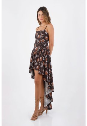 Vestido Largo Zahara Estampado Cafe Mercedes Campuzano