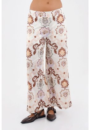 Pantalon Alice Estampado Marfil Mercedes Campuzano