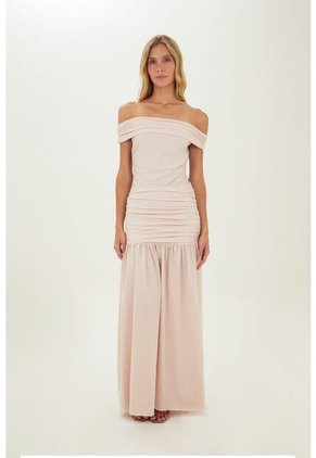 Falda Larga Claudine Beige Mercedes Campuzano