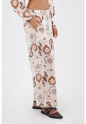 Pantalon Alice Estampado Marfil Mercedes Campuzano