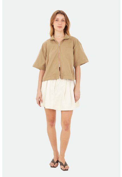 Falda Corta Bri Beige Mercedes Campuzano