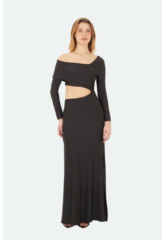 Vestido Largo Lumi Negro Mercedes Campuzano Mercedes Campuzano