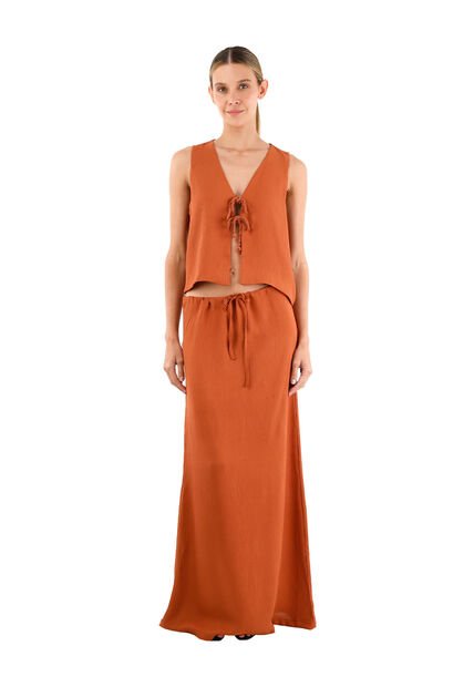 Falda Larga Brigitte Terracota Mercedes Campuzano