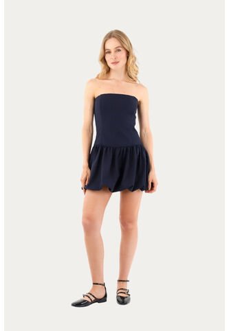 Vestido Corto Freya Azul Oscuro Mercedes Campuzano Mercedes Campuzano