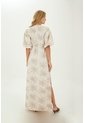 Vestido Largo Celeste Beige Mercedes Campuzano de Mercedes Campuzano