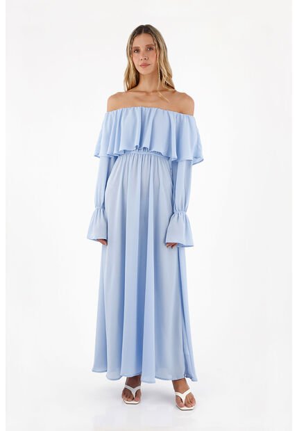 Vestido Largo Elle Azul Claro Mercedes Campuzano