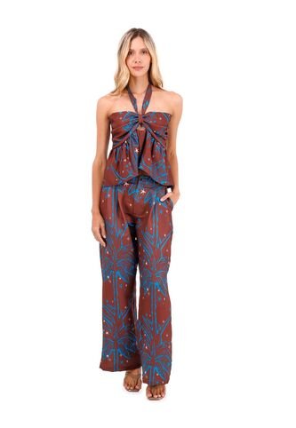 Pantalon Buena Mar Palmeras Terracota Mercedes Campuzano Mercedes Campuzano