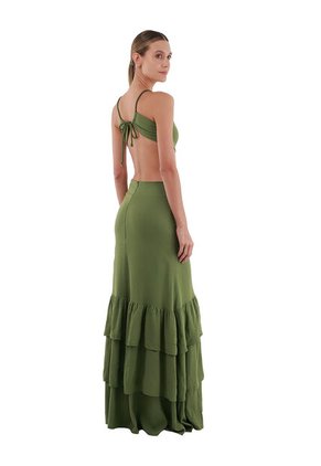 Vestido Largo Rue Verde Oscuro Mercedes Campuzano