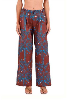 Pantalon Buena Mar Palmeras Terracota Mercedes Campuzano