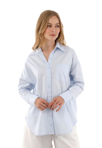 Camisa Boyfriend Haven Azul Claro Mercedes Campuzano
