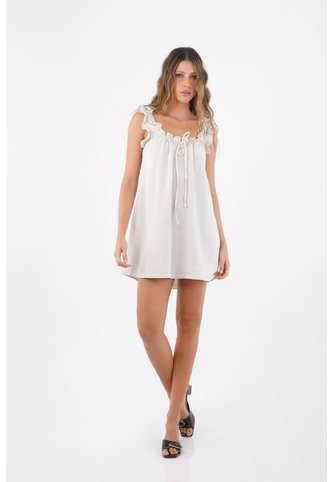 Vestido Corto Deena Marfil Mercedes Campuzano Mercedes Campuzano