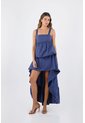 Vestido Largo Luvana Azul Oscuro Mercedes Campuzano de Mercedes Campuzano