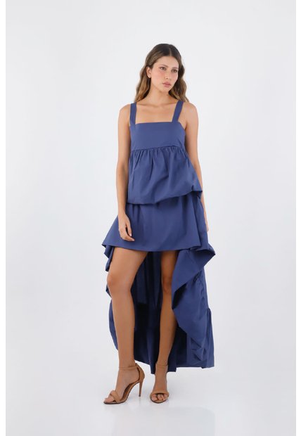 Vestido Largo Luvana Azul Oscuro Mercedes Campuzano