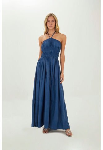 Vestido Largo Nayade Azul Mercedes Campuzano Mercedes Campuzano