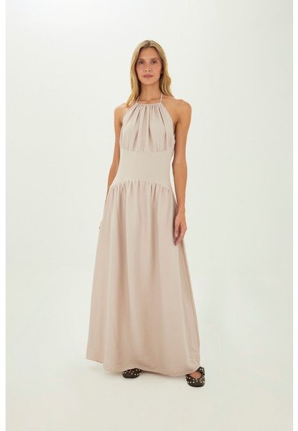 Vestido Largo Leah Beige Mercedes Campuzano