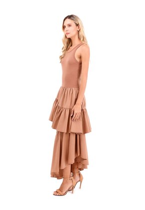 Vestido Largo Fuego Toupe Mercedes Campuzano