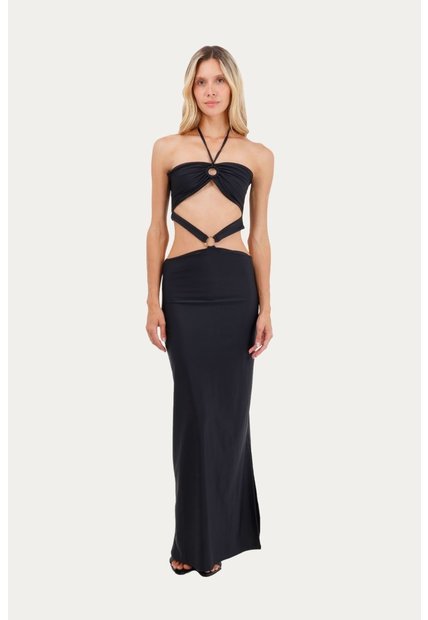 Vestido Largo Celestia Negro Mercedes Campuzano