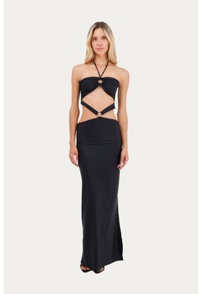 Vestido Largo Celestia Negro Mercedes Campuzano