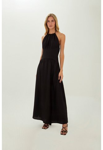 Vestido Largo Leah Negro Mercedes Campuzano Mercedes Campuzano