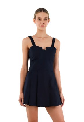 Vestido Corto Dannia Azul Oscuro Mercedes Campuzano