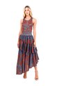 Vestido Largo Fuego Palmeras Terracota Mercedes Campuzano de Mercedes Campuzano