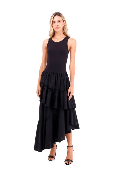 Vestido Largo Fuego Negro Mercedes Campuzano