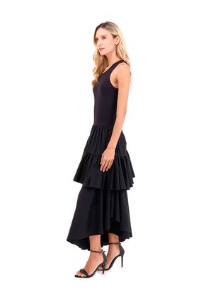 Vestido Largo Fuego Negro Mercedes Campuzano
