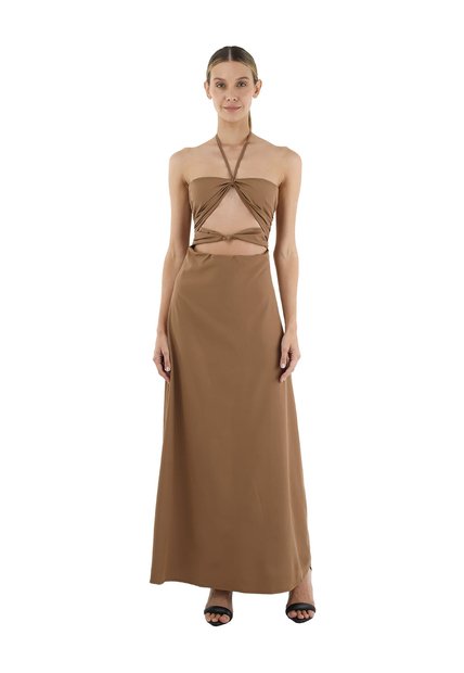 Vestido Largo Delphine Toupe Mercedes Campuzano