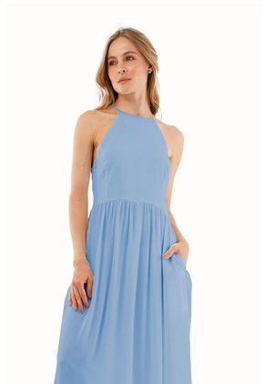 Vestido Largo Anaira Azul Claro Mercedes Campuzano