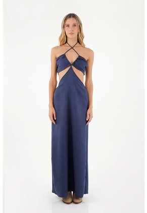Vestido Largo Joan Azul Oscuro Mercedes Campuzano