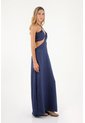 Vestido Largo Joan Azul Oscuro Mercedes Campuzano de Mercedes Campuzano