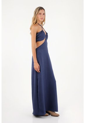 Vestido Largo Joan Azul Oscuro Mercedes Campuzano