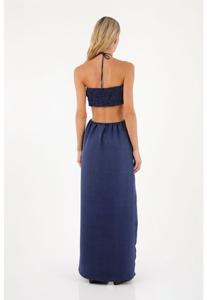 Vestido Largo Joan Azul Oscuro Mercedes Campuzano
